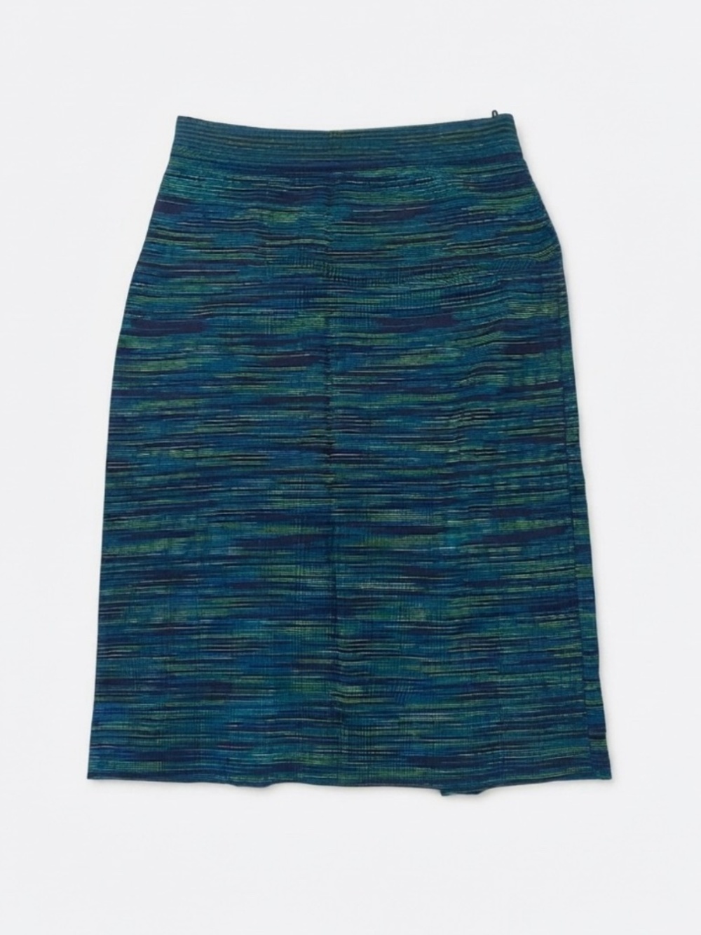 Missoni Navy Teal Green Space-Dye Knit Midi Pencil Skirt Made in Italy Size M
